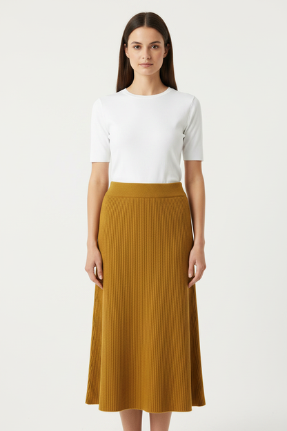 Model front view – full body studio shot with white top