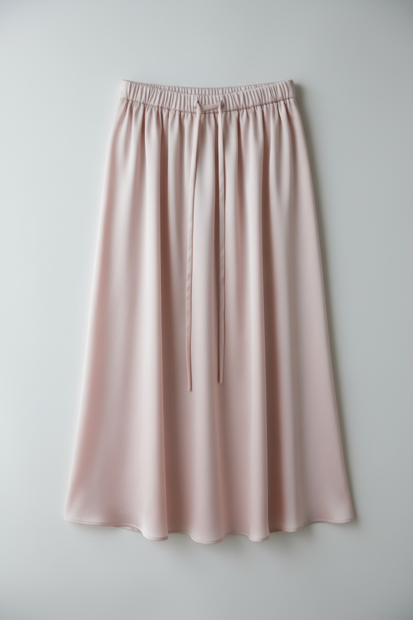 Front view 2 – close-up elasticated waistband and satin tie detail