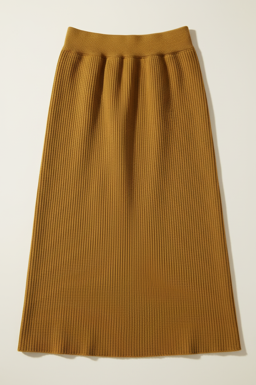 Front view 2 – close-up elasticated waistband and rib knit texture