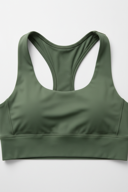 Front view 2 – close-up sports bra racerback and underband detail