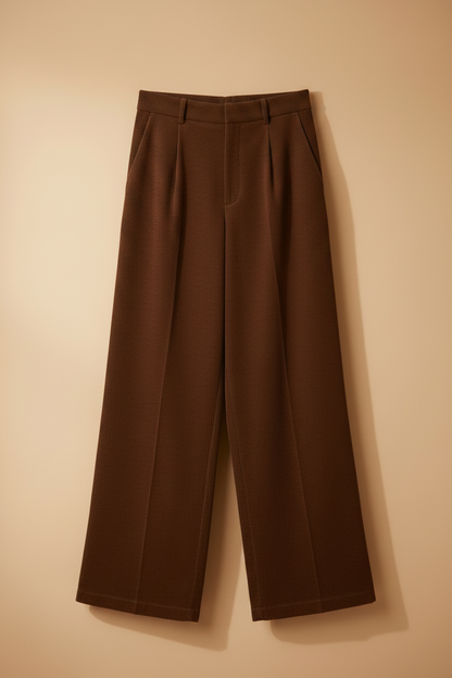 Front view 2 – close-up waistband, pleat and zip detail