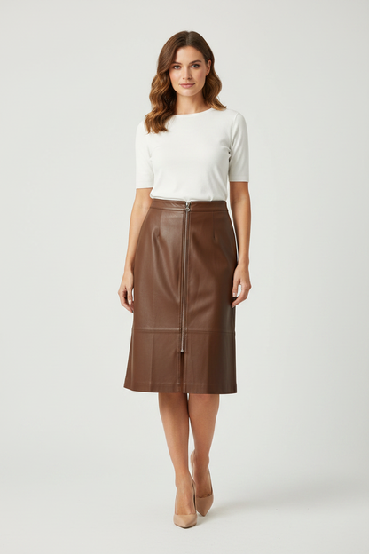 Model front view – full body studio shot with white top