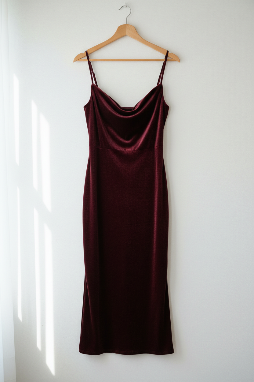 Front view 1 – full length on hanger against white wall