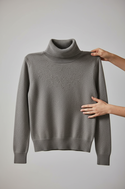 Front view 1 – folded flat lay on cream surface